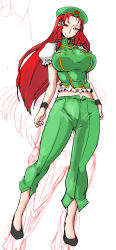 Rule 34 | 1girl, adapted costume, alternate eye color, arms at sides, braid, breasts, chinese clothes, comic, danna (karatekikku), evil eyes, evil smile, forehead, hair ribbon, hong meiling, huge breasts, impossible clothes, large breasts, long hair, looking at viewer, pants, puffy short sleeves, puffy sleeves, red eyes, red hair, ribbon, shirt, shoes, short sleeves, smile, solo, standing, star (symbol), tangzhuang, tight shirt, touhou, tress ribbon, twin braids, wrist cuffs