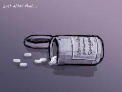 Rule 34 | container, english text, gradient background, medicine, no humans, original, pill, ray-k, still life, suicide