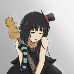 Rule 34 | 00s, 1girl, akiyama mio, bass guitar, don&#039;t say &quot;lazy&quot;, hat, instrument, k-on!, long hair, mako (pixiv), mini hat, mini top hat, solo, top hat