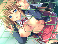 Rule 34 | 1boy, 1girl, against fence, blazer, blonde hair, blue eyes, blush, breasts, breasts apart, breasts out, brown hair, buttons, cellphone, chain-link fence, clothed sex, cum, cum in pussy, cum on clothes, doggystyle, dutch angle, fence, game cg, happy sex, hetero, holding, holding phone, inumori papiko, jacket, kare no tame ni dekiru koto, large breasts, leaning forward, long hair, long sleeves, looking at viewer, mashiro saaya, miniskirt, multitasking, navel, neck ribbon, nipples, no bra, open clothes, open mouth, open shirt, phone, pleated skirt, puffy nipples, ribbon, school uniform, sex, sex from behind, shirt, sidelocks, skirt, smile, softhouse-seal, solo focus, standing, sweat, talking on phone, tears, thighhighs, tile floor, tiles, transparent, very long hair, zettai ryouiki