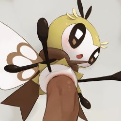 Rule 34 | 1girl, antennae, black sclera, blush, colored sclera, creatures (company), disembodied penis, erection, from below, game freak, gen 7 pokemon, hetero, highres, insect wings, large insertion, monster, nintendo, no humans, open mouth, penis, pokemon, pokemon (creature), pussy, ribombee, sex, solo, spread legs, uncensored, unusual pupils, vaginal, white eyes, wings, youjo modoki