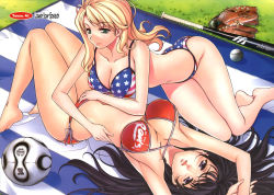 Rule 34 | 2006 fifa world cup, 2girls, american flag, american flag bikini, armpits, arms up, ball, barefoot, baseball, baseball bat, bikini, black hair, blanket, blonde hair, breasts, caroline, clothes writing, feet, flag print, grass, green eyes, hae-young na, large breasts, long hair, lying, multiple girls, on back, outdoors, purple eyes, side-tie bikini bottom, soccer, soccer ball, soles, soo-hyon lee, swimsuit, teamgeist, toes, unbalance unbalance, unbalance x unbalance, united states, volleyball, world cup