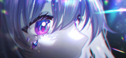 Rule 34 | 1girl, absurdres, blue eyes, close-up, commentary, gem, highres, hololive, hololive english, koseki bijou, llg lailing, long hair, multicolored eyes, pink eyes, portrait, purple gemstone, purple hair, solo, sparkle, symbol-only commentary, very long hair, virtual youtuber
