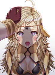 Rule 34 | 1boy, 1girl, absurdres, ahoge, blonde hair, breasts, circlet, commission, commissioner upload, fire emblem, fire emblem fates, fire emblem heroes, gloves, grey eyes, headpat, heart, heart-shaped pupils, hetero, highres, implied fellatio, kiran (fire emblem), kiran (male) (fire emblem), long hair, looking at viewer, male hand, medium breasts, nintendo, open mouth, ophelia (fire emblem), penis shadow, saikunartworks, sexually suggestive, symbol-shaped pupils