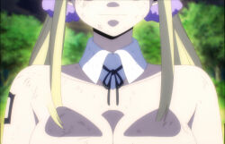 1girl blonde_hair breasts cleavage collarbone fairy_tail large_breasts long_hair lucy_heartfilia solo stitched third-party_edit twintails