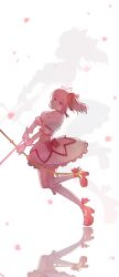 Rule 34 | 1girl, artist request, bow (weapon), highres, kaname madoka, looking at viewer, mahou shoujo madoka magica, pink eyes, pink hair, puffy sleeves, short twintails, solo, twintails, weapon