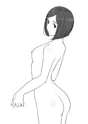 Rule 34 | 1girl, absurdres, ass, back, blush, breasts, completely nude, highres, nipples, nude, original, short hair, simple background, small breasts, solo, tantanmen72, white background