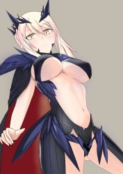 Rule 34 | 1girl, armor, artoria pendragon (fate), artoria pendragon (lancer) (fate), artoria pendragon (lancer alter) (fate), blonde hair, breasts, cape, fate/grand order, fate (series), highres, kesoshirou, large breasts, looking at viewer, navel, saber (fate), saber alter, solo, underboob, yellow eyes