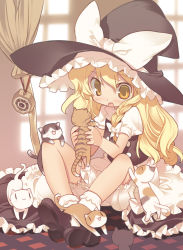 Rule 34 | 1girl, :3, :o, bad id, bad pixiv id, blade (galaxist), blonde hair, bloomers, blush, broom, carrying, cat, female focus, hat, kirisame marisa, kitten, mini-hakkero, open mouth, sitting, solo, too many, too many cats, touhou, underwear, witch, witch hat, yellow eyes, | |