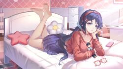 1girl bare_legs cool_mita_(miside) highres lying miside non-web_source on_stomach the_pose