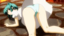 Rule 34 | 10s, 1girl, animated, animated gif, ass, blush, cassie lockheart, freezing (series), green hair, panties, solo, underwear