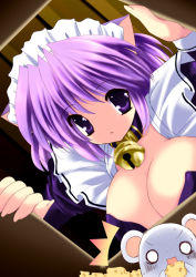 Rule 34 | animal ears, bell, breasts, cat ears, caught, large breasts, maid, mouse (animal), shikigami azuma