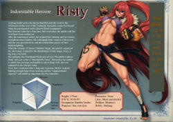 Rule 34 | 10s, 1girl, abs, breasts, covered erect nipples, eiwa, gauntlets, hard-translated, highres, indomitable champion risty, large breasts, leg up, legs, long legs, muscular, nail polish, ponytail, queen&#039;s blade, queen&#039;s blade rebellion, red hair, risty (queen&#039;s blade), risty (queen's blade), solo, tattoo, thick thighs, thighs, third-party edit, translated, underboob, underwear