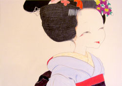 Rule 34 | 1girl, fine art parody, flower, hair flower, hair ornament, japanese clothes, kimono, makita haruka, original, parody, siyawase, solo