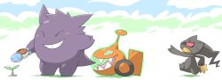 Rule 34 | banette, blush, creatures (company), game freak, gen 1 pokemon, gen 3 pokemon, gen 4 pokemon, gengar, lawnmower, nintendo, plant, pokemon, pokemon (creature), rotom, running, smile, sweat, watering can