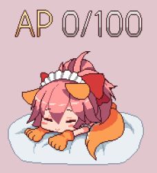Rule 34 | 1girl, animal ears, animal hands, animated, animated gif, blush stickers, bow, closed mouth, fate/grand order, fate (series), fox ears, fox tail, gloves, hair between eyes, hair bow, jalm, looping animation, lowres, paw gloves, pink hair, sleeping, solo, tail, tamamo (fate), tamamo cat (fate)