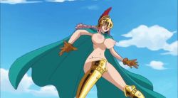 Rule 34 | 1girl, animated, animated gif, bouncing breasts, braid, breasts, cape, cleft of venus, eyebrows, eyelashes, female focus, helmet, jewelry, navel, necklace, nipples, nude filter, one piece, pectorals, pink hair, pussy, rebecca (one piece), s10collage, solo, stomach, thighs, third-party edit, uncensored