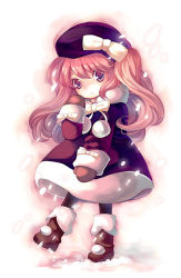Rule 34 | boots, christmas, coat, hat, mittens, original, pantyhose, snow, snowing, twintails, wasabi (sekai)