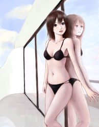 Rule 34 | 1girl, against glass, bad anatomy, bad reflection, bikini, breasts, brown eyes, brown hair, cloud, day, drawing, artistic error, leaning back, legs, open mouth, original, poorly drawn, reflection, sky, solo, swimsuit, tama (tama&#039;s website), window