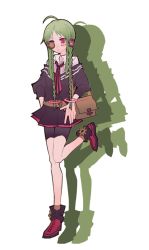 Rule 34 | 1bitheart, 1girl, @ @, ahoge, ankle boots, bike shorts, black bow, black jacket, black shorts, black skirt, boots, bow, braid, brown bag, footwear bow, full body, gears, green hair, hands on own hips, headphones, jacket, leg up, long hair, long sleeves, looking at viewer, mekami hiyu, miwasiba, monocle, necktie, off shoulder, official art, pink eyes, red footwear, red necktie, rubik&#039;s cube, shirt, shorts, shorts under skirt, sidelocks, skirt, solo, transparent background, twin braids, very long hair, white shirt