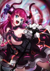 Rule 34 | 1girl, absurdres, armor, asagon007, asymmetrical horns, bikini armor, cape, curled horns, dragon girl, dragon horns, dragon tail, elizabeth bathory (fate), elizabeth bathory (fate/extra ccc), elizabeth bathory (first ascension) (fate), fate/grand order, fate (series), highres, horns, microphone, pauldrons, pink hair, pointy ears, red armor, shoulder armor, star (symbol), tail, uneven horns, white cape