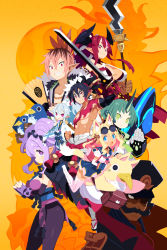 Rule 34 | 4boys, 4girls, absurdres, admiral opener, animal ear fluff, animal ears, ao (disgaea), backpack, bag, bell, black hair, blonde hair, blue eyes, blue hair, breasts, bright pupils, character request, cleavage, constricted pupils, dark-skinned male, dark skin, demon horns, detached sleeves, disgaea, dog ears, dog girl, dog tail, eyewear on head, facial hair, fang, folding fan, fuji (disgaea), green eyes, green hair, grin, hair bell, hair ornament, hand fan, harada takehito, hat, higan zesshousai, high ponytail, highres, holding, holding fan, holding polearm, holding sword, holding weapon, horns, japanese clothes, large breasts, light blue hair, loafers, long hair, makai senki disgaea 7, miniskirt, multicolored hair, multiple boys, multiple girls, mustache, neck bell, non-web source, official art, open mouth, own hands together, peaked cap, photoshop (medium), pink hair, piririka (disgaea), pointy ears, polearm, prinny, profile, purple eyes, purple hair, red eyes, red hair, robot, sharp teeth, shoes, short hair, sifor, single horn, skirt, smile, suisen (disgaea), sunglasses, sword, tail, tattoo, teeth, thighhighs, topless male, twintails, two-tone hair, weapon, weyasu, white thighhighs