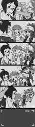 Rule 34 | 10s, 2boys, 2girls, ^ ^, ahoge, back, bianca (pokemon), cheren (pokemon), chin rest, closed eyes, comic, creatures (company), english text, frown, game freak, greyscale, guilty gear, hair flaps, head on head, head rest, highres, hilda (pokemon), long image, maruo (ciao15), monochrome, multiple boys, multiple girls, n (pokemon), nintendo, pokemon, pokemon bw, side-by-side, silent comic, surprised, tall image, v