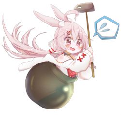 Rule 34 | 1girl, ahoge, animal ear fluff, animal ears, bad id, bad twitter id, camisole, choker, commentary request, flying sweatdrops, getting over it, hair ornament, hairclip, hammer, highres, jacket, long hair, low twintails, off shoulder, open mouth, pink hair, pot, rabbit ears, red camisole, simple background, solo, spoken sweatdrop, sweatdrop, tanikake yoku, tears, tomari mari, tomari mari channel, twintails, very long hair, virtual youtuber, wavy mouth, white background, white jacket