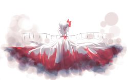 Rule 34 | 1girl, bed sheet, blood, blood on clothes, bloody clothes, bloody dress, blurry, bokeh, crying, crystal, demon wings, depth of field, dress, flandre scarlet, full body, hat, highres, mob cap, nude, red dress, simple background, sitting, solo, tan (carbon), touhou, vampire, white background, white dress, wings