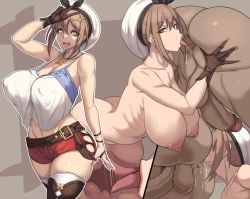 Rule 34 | 1boy, 1girl, anilingus, anus, atelier (series), atelier ryza, bare shoulders, before and after, belt, breasts, bridal legwear, brown belt, brown gloves, cleavage, covered erect nipples, cowboy shot, curvy, erection, gloves, groin, hat, head out of frame, hetero, highres, huge breasts, huge penis, jewelry, leather, leather belt, leather gloves, licking, metal owl (aden12), midriff, mole, multiple views, necklace, nipples, open mouth, penis, plump, pubic hair, puffy nipples, red shorts, reisalin stout, saliva, salute, short hair, short shorts, shorts, simple background, single glove, solo focus, standing, star (symbol), star necklace, tank top, testicles, thighs, tongue, tongue out, topless, ugly man, uncensored, v, white headwear, wide hips, x-ray, yellow eyes