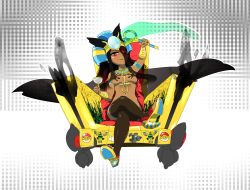 Rule 34 | 1girl, breasts, cofagrigus, creatures (company), egyptian, female focus, game freak, gen 5 pokemon, high heels, highres, nintendo, personification, pokemon, red eyes, solo, thighhighs, white background