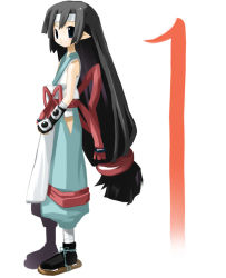 Rule 34 | 1girl, black hair, disgaea, japanese clothes, long hair, low-tied long hair, makai senki disgaea 2, ninja, sazaki ichiri, solo, yukimaru