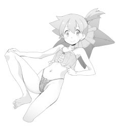 Rule 34 | 1girl, breasts, camisole, creatures (company), game freak, gen 1 pokemon, greyscale, highleg, highleg panties, lingerie, looking at viewer, misty (pokemon), monochrome, navel, nintendo, nipples, no bra, ookamiuo, panties, pokemon, pokemon (anime), pokemon (classic anime), pokemon (creature), see-through, side ponytail, small breasts, smile, starmie, staryu, underwear