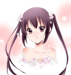 Rule 34 | bare shoulders, black hair, brown eyes, flower, k-on!, long hair, nakano azusa, sinko, solo, twintails