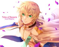 Rule 34 | 1boy, an liel, blonde hair, character name, copyright name, green eyes, liel (andaniel), male focus, oscar dragonia, oscar dragonia (tales), petals, solo, sword, tales of (series), tales of berseria, transparent background, weapon
