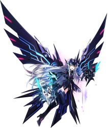 Rule 34 | boots, code: ultimate (elsword), elsword, eve (elsword), high heel boots, high heels, highres, leotard, mechanical wings, moby (elsword), official art, remy (elsword), shield, sword, transparent background, weapon, wings