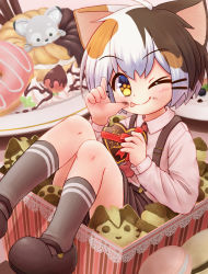 Rule 34 | 1boy, box, box of chocolates, candy, cat boy, character request, chocolate, chocolate covered strawberry, commentary request, food, fruit, giuniu-yo1021, happy valentine, heart, highres, holding, holding chocolate, holding food, indie virtual youtuber, licking, licking finger, one eye closed, short hair, solo focus, strawberry, tatamaru (vtuber), tongue, valentine, virtual youtuber