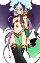 Rule 34 | 1girl, absurdres, armor, black thighhighs, bracer, breast curtains, breasts, closed mouth, commission, demon girl, demon horns, demon tail, distr, fingernails, green eyes, highres, horns, large breasts, long fingernails, long hair, looking at viewer, original, pauldrons, pelvic curtain, pink hair, pointy ears, shoulder armor, solo, spread wings, tail, thighhighs, very long hair, wings