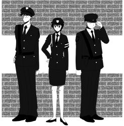 Rule 34 | alternate costume, chiba kazunobu, meitantei conan, monochrome, police, satou miwako, tagme, takagi wataru (meitantei conan)