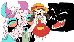 Rule 34 | 1girl, animal ears, blush stickers, fangs, ghost rat (mad rat dead), hat, mad rat dead, mouse ears, multiple eyes, nippon ichi, the cat (mad rat dead), the girl (mad rat dead), whiskers