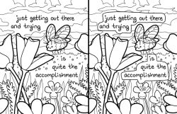 Rule 34 | animal, animal focus, bee, bug, cloud, cloudy sky, commentary, english commentary, english text, flower, flower focus, greyscale, insect, lineart, monochrome, no humans, original, sky, smile, thelatestkate