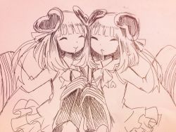 Rule 34 | 2girls, attraction-m (lolo), evil, closed eyes, heart, magical girl, magical girl apocalypse, mahou shoujo of the end, multiple girls, repulsion-m (coco), siblings, sisters, skirt, twins, very long sleeves