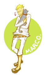 Rule 34 | 1boy, alternate costume, blonde hair, cat, glasses, male focus, marco (one piece), one piece, solo