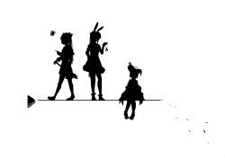 Rule 34 | 3girls, animal ears, bug, butterfly, commentary request, greyscale, hair ornament, hat, highres, holding, holding hair ornament, holding weapon, hololive, insect, looking at another, mace, monochrome, multiple girls, pirate hat, pointing, rabbit ears, rabbit girl, shiranui flare, sitting, uruha rushia, uruha rushia (1st costume), usada pekora, virtual youtuber, weapon, yasagi lapin28