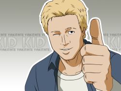 Rule 34 | 00s, 1boy, brad kid, male focus, solo, thumbs up, vector trace, wallpaper, yakitate!! japan
