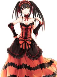 Rule 34 | 10s, 1girl, absurdres, breasts, cleavage, clock eyes, date a live, dress, extraction, hand on own hip, heterochromia, highres, lolita fashion, solo, symbol-shaped pupils, tokisaki kurumi, transparent background