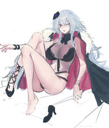 Rule 34 | 1girl, azur lane, black footwear, blush, breasts, cleavage, cloak, echj, flower, graf zeppelin (azur lane), graf zeppelin (beachside urd) (azur lane), hair flower, hair ornament, large breasts, long hair, looking at viewer, nail polish, one eye closed, open mouth, red eyes, short hair, silver hair, sitting, sitting on lap, sitting on person, solo, swimsuit, white background