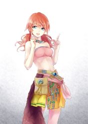 Rule 34 | 10s, 1girl, final fantasy, final fantasy xiii, green eyes, highres, looking at viewer, midriff, oerba dia vanille, pink hair, solo, zzwei