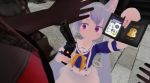 Rule 34 | 2girls, 3d, animal ears, animated, at gunpoint, badge, child, gun, hand on another&#039;s head, handgun, holding, holding gun, holding weapon, multiple girls, headpat, police badge, purple eyes, revolver, school uniform, silver hair, tagme, twintails, vrchat, weapon, video, yuri