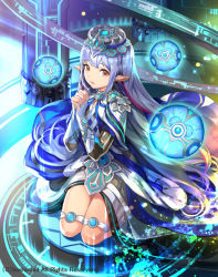 Rule 34 | 1girl, blue hair, capelet, cardfight!! vanguard, company name, hat, official art, orb, pointy ears, praying, refresh healer, sitting, solo, u369, yellow eyes